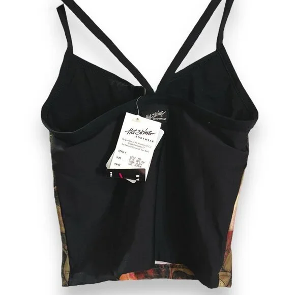 RARE Vintage Hot Skins Bodywear Cropped Tank with Shelf Bra New - Picture 2 of 2